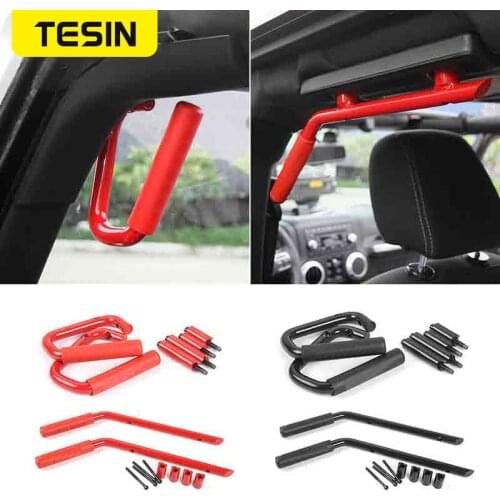 TESIN Armrests For Jeep Wrangler JK 2007-2017 Car Front Rear Grab Bar Handle Kit For Jeep Wrangler JK 2/4 Door Accessories