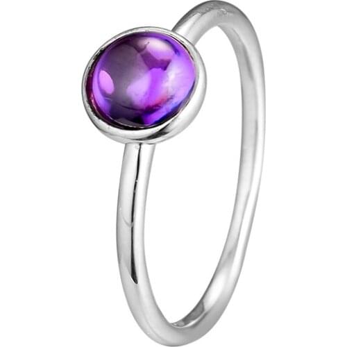 Poetic Droplet Rings with Purple Crystals 100% 925 Sterling Silver Jewelry Free Shipping