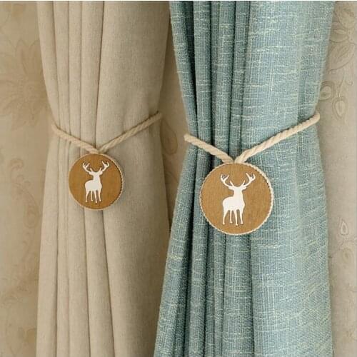 Handmade Wood Carving Curtain Bandage Bundle with Magnets Elk Curtain Buckle Accessories Hanging Ball Decoration Good weight