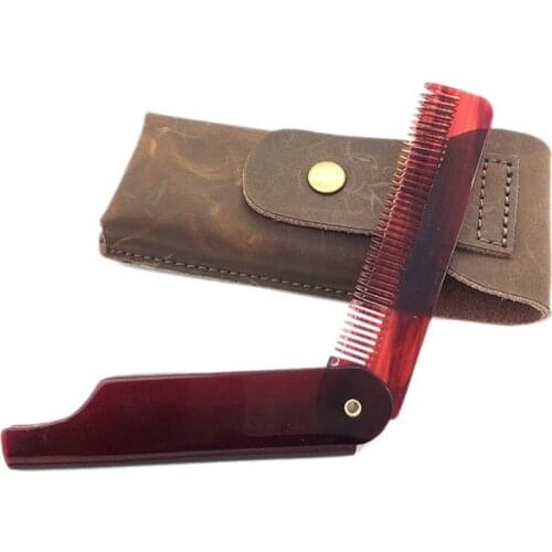 Foldable Comb Folding Pocket Clip Hair Moustache Beard Comb Fashion Men Women Massage Hair Brush with Bag
