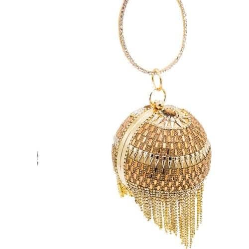 13x13CM The New Round Dinner Bag With Diamonds Spherical Tassel Bag Handbag Chain Bag a6671