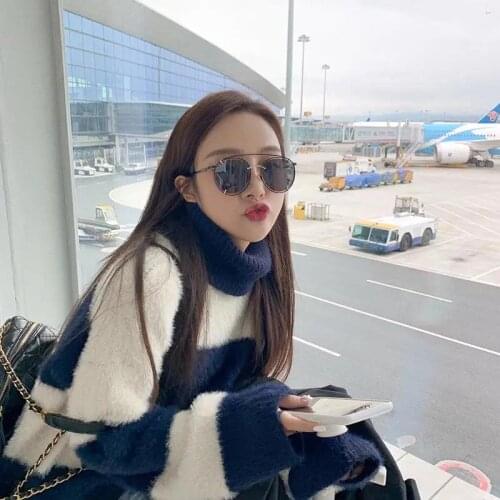 Turtleneck Women Sweater Female Imitation mink fur LongSleeve Pullover 2021 Autumn Winter Casual Jumper Loose Sweaters Oversized