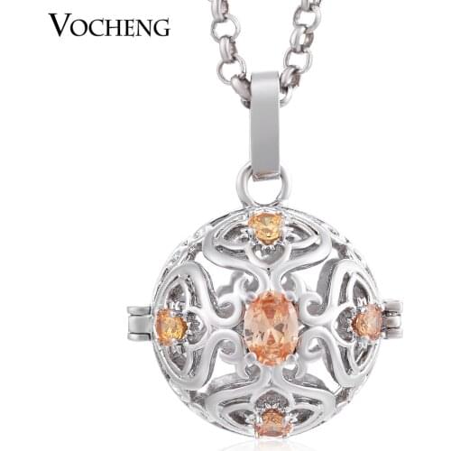 Vocheng Mexican Chime Round 3 Colors Hollow out CZ Stone Stainless Steel Chain Necklace VA-227