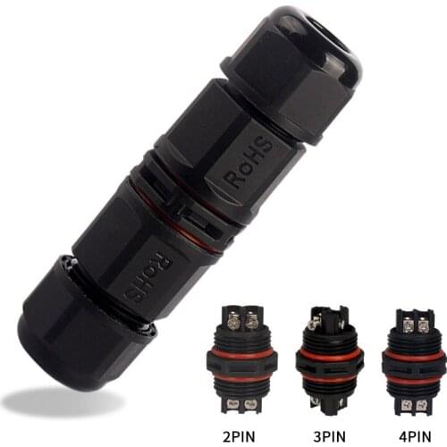 IP67 Waterproof Connector 400V 25A 6-11mm 2/3/4Pin Electrical Screw Type Power Cable Conector Junction Box for Outdoor Led Light