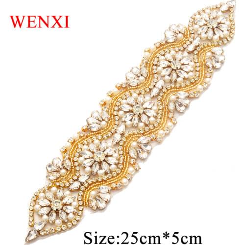 WENXI 30PCS Handmade Luxury Rhinestones Appliques Sewing On For Wedding Dresses Belt Rhinestones Appliques Accessory WX840