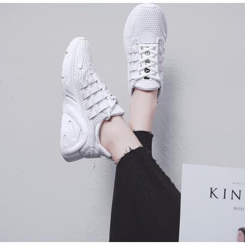 QWEDF 2019 Spring New Women casual shoes fashion breathable lightweight Walking mesh lace up flat shoes sneakers women X7-41