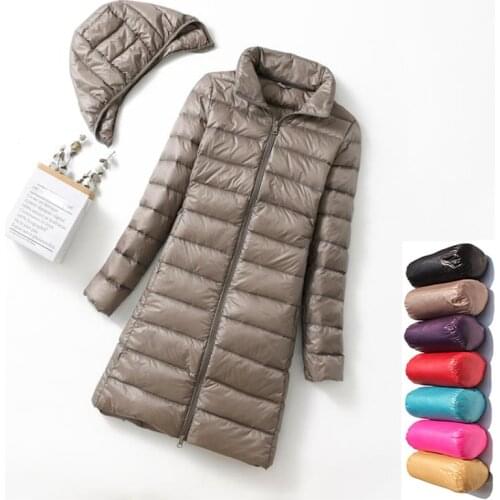 Womens Jackets Brand long Down Jackets Women Ultra Light Hooded Basic Jacket Feather Famale Jackets Plus size Warm Coat