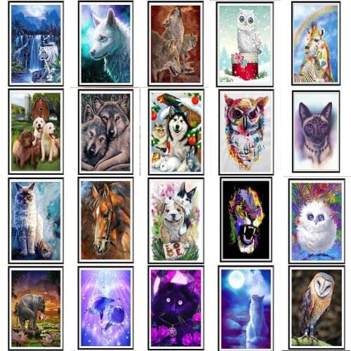 Animal 5D diamond painting full diamond wolf owl tiger round diamond mosaic pattern home decoration DIY handmade