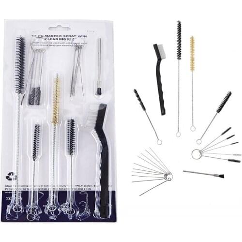 17PCS Gun-Barrel Cleaning Set Needle And Brush Cleaner Tool Kit Suitable for Gun-Barrel Spray Gun Nozzle Auto Parts Cleaning