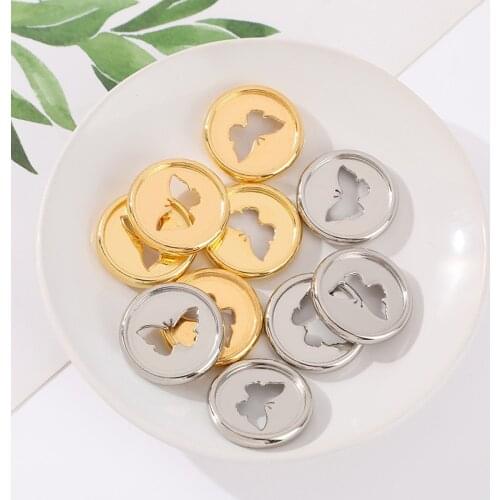 30Pcs 28mm Gold silver Butterfly Pattern Binding Discs Notebook Mushroom Hole Plastic Buckle Button Disc Binder Accessories