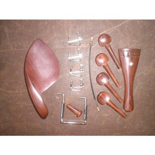 4 Sets Rose wood Violin fitting 4/4 with 16 PCs Tuner different color&clamp&gut