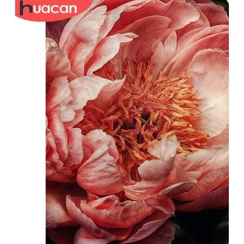 HUACAN 5D Diy Diamond Painting Flower Mosaic Embroidery Peony Cross Stitch Kits Home Decoration Handcraft