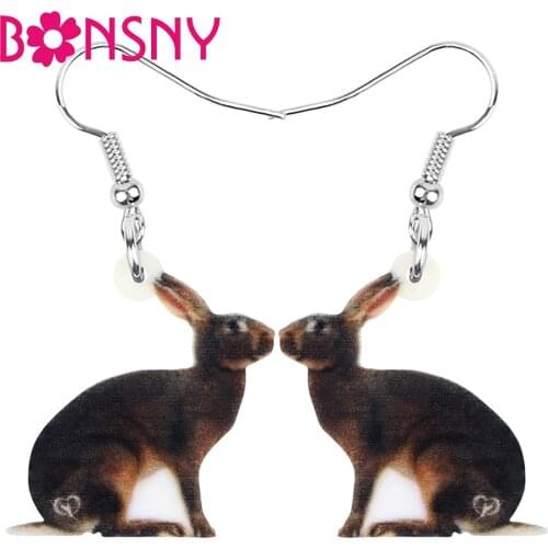 Bonsny Acrylic Easter American Tawny Rabbit Earrings Big Pet Farm Animal Dangle Drop For Women Kid Classic Festival Gift Jewelry