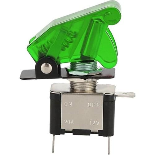 Auto Car Boat Truck 12V LED Toggle Switch Light Illuminated 3pin ON Off 20A with Safety Aircraft Flip Up Cover Guard Red Green