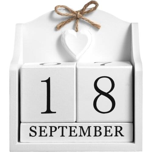 BESPORTBLE Time Concept Wood Calendar Desk Accessory Perpetual Calendar Office Decoration Photography Prop