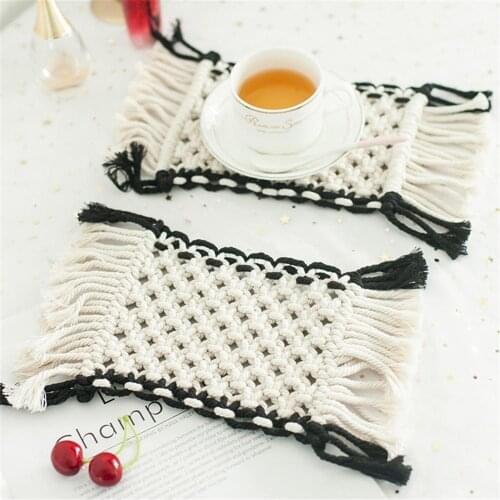 Bohemia 100% Pure Cotton Hand-woven Woven Coaster Handmade Non-slip Heat-resistant Pads Mats For Parties Holidays