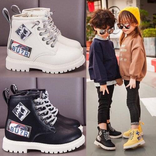 Children Boots Spring Autumn Winter Boy Girl Soft Waterproof Non-slip Warm Velvet PU Leather Kids Casual shoes Martin Boots