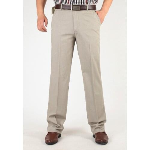 MRMT 2021 Brand New Winter Autumn Mens Trousers Cotton Linen Casual Pants for Male High Waist Loose Middle-aged Trousers