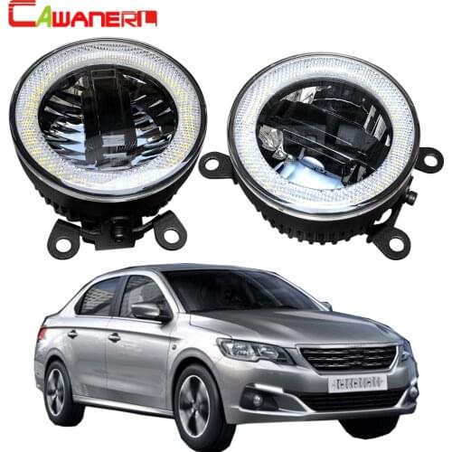 Cawanerl For 2012-2018 Peugeot 301 Car LED Bulb Front Fog Light + Daytime Running Lamp DRL + Angel Eye 3000LM 12V High Bright