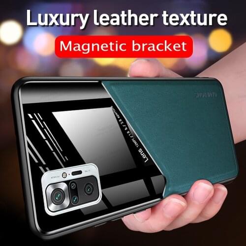 For Redmi Note 10 Pro Case Car Magnetic Holder Leather Phone Cover For Xiaomi Redmi Note10 4G Not 10Pro Plexiglass Fundas Coque