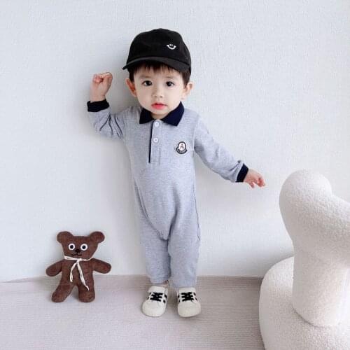 Ins Hot Sale Kids Boys Gentelemen Style Long Sleeve Jumpsuit