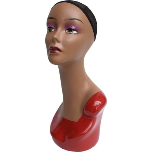 New 20-inch Female Mannequin Head Form with Full Makeup Display Stand for For Making Display Wig Hat Jewelry Training Head