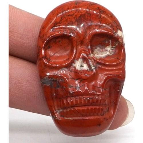 1.95" (49mm) Skull Cab Cabochon Natural Gemstone Red Jasper Crystal Carved Craft