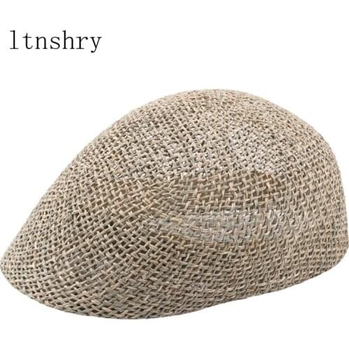 2019 Summer Breathable Men Handmade Straw Newsboy Caps For Women Campaniform Church Cap Berets for Parent Ivy Hats with Visors