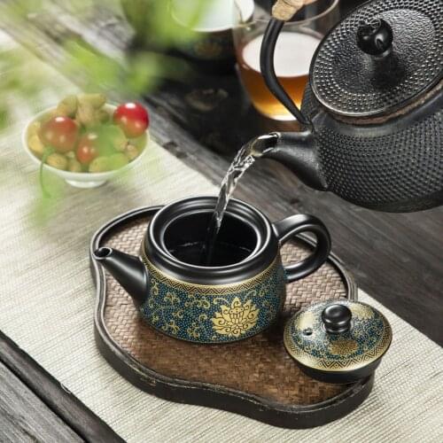 Classical household teapot creative tracing gold 250ml Kung Fu tea set ceramic teapot