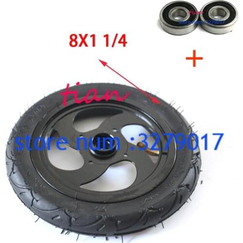 8" Pneumatic Wheel With Inner Tube For Kickscooter Scooter Wheel Size 8x1 1/4 Aluminium Alloy Hub 32mm Width Inflated Tube Wheel