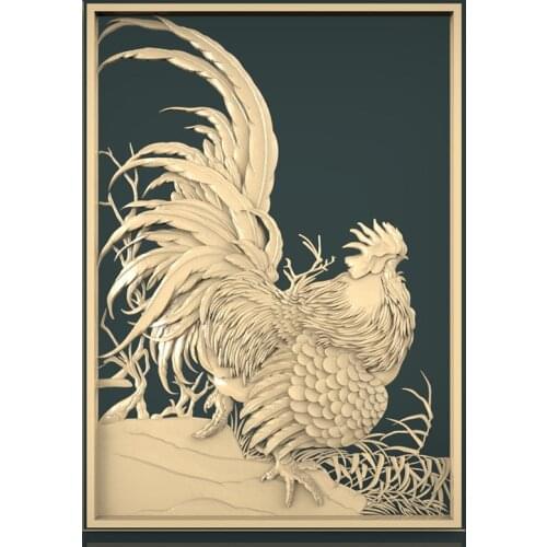 Chicken cock 3D model relief in STL file format for cnc router 3D printers carving and engraving