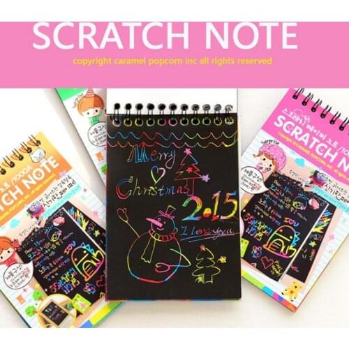 Cute Coil Graffiti Notebook Black Page Magic Student Sketch Book Painting Notepad For Kids Drawing Book Notepad Stationery Gift