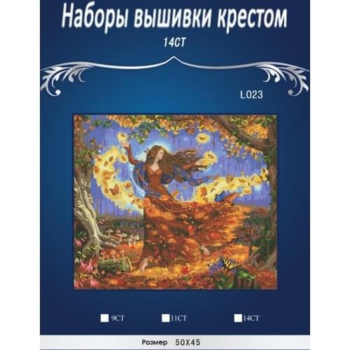 N YIBO 14CT Free delivery Top Quality Popular Lovely Counted Cross Stitch Kit Fall Fairy dim 35262 autumn fairy goddess