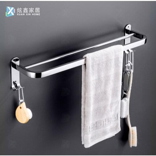 Towel Rack 304 Stainless Steel Towel Holder Wall Mounted Towel Hanger Single Rod Double Rod With Hook Bathroom Accessories