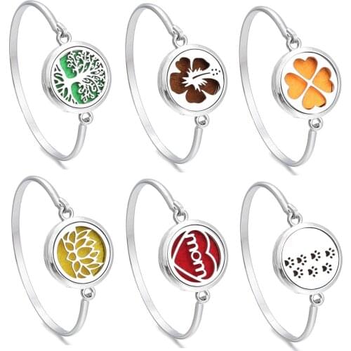 New Perfume Bracelet Jewelry Aromatherapy Jewelry Essential Oil Diffuser Tree of Life Stainless Steel Lockets Diffuser Bracelet