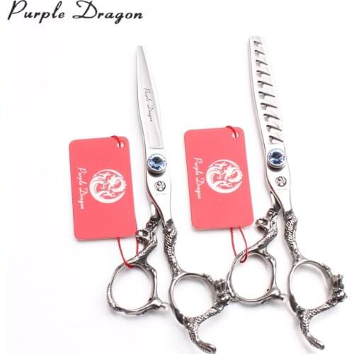 5.5" 440C Purple Dragon Dogs Shears Straight Scissors Thinninng Shears Animal Scissors Pets Shears Puppy Grooming Scissors Z9006