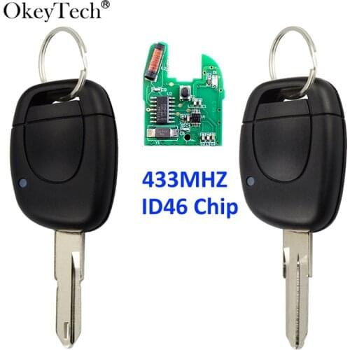 OkeyTech 1 Button 433MHZ ID46Chip Remote Car Key For Renault Master Kangoo Clio Twingo Uncut NE73 VAC102 Blade Replacement Key