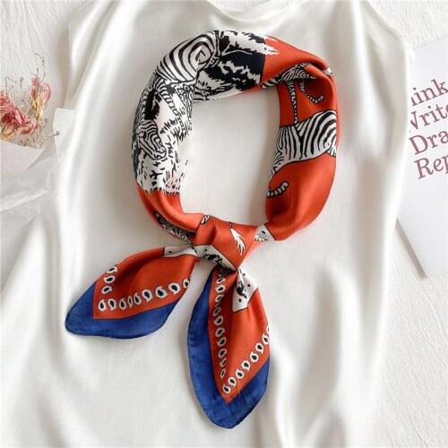 Summer Silk Square Scarf Hairband Lady Shawl and Wraps Female Foulard Print Hijab Fashion Women Bandana Head Band Neckerchief