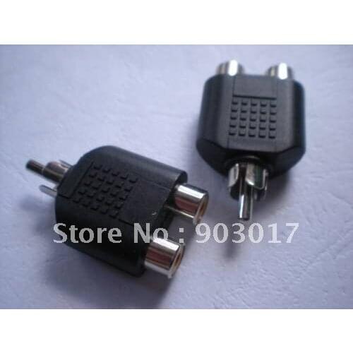 Converter RCA Male Plug to Dual RCA Female Jack 50 pcs per lot