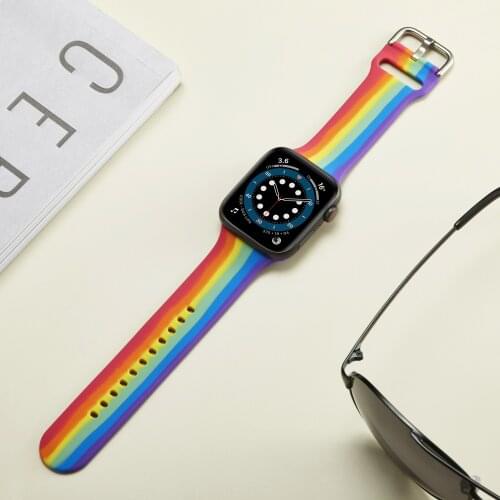 Color Silicone Strap for Apple watch band 44mm 40mm series 6 5 4 SE Sport bracelet strap for iwatch 3 42mm 38mm band Accessories