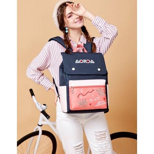 Schoolbag female Korean middle school students simple embroidery backpack female 2021 new large-capacity designer backpack