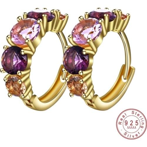 Exquisite Gold Color Multicolour AAA Zircon Crystal Wedding Stud Earrings Promotion Piercing Shiny Earrings Brincos Ear Jewelry