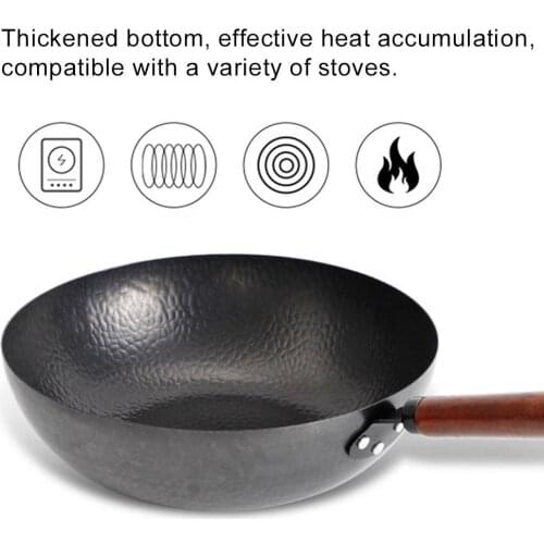 Frying Pan High-end Home Non-stick 32cm Wooden Handle Traditional Wok Super Cost-effective Scrambled Eggs Pan-free Pan Wok Pans