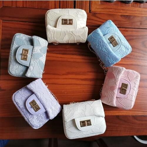 2019 Lovely Children Girls Shoulder Crossbody Bag Lace Adjustable Chain Bag Mini Coin Purses Princess Handbag Kids Satchel Bags