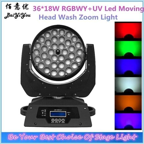 2pcs 36pcs RGBWAY Led Moving Head Wash Stage Light Move Head Zoom Light 36x18W RGBWA+UV 6 In 1 LED Wash Zoom Moving Head Light