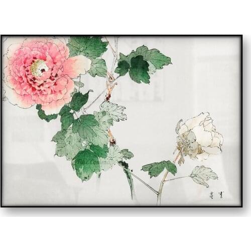 Three Peony Bijutsu Seka Watanabe Seitei Japanese Art Poster Vintage Botanical Canvas Print Woodblock Wall Art Flower Home Decor