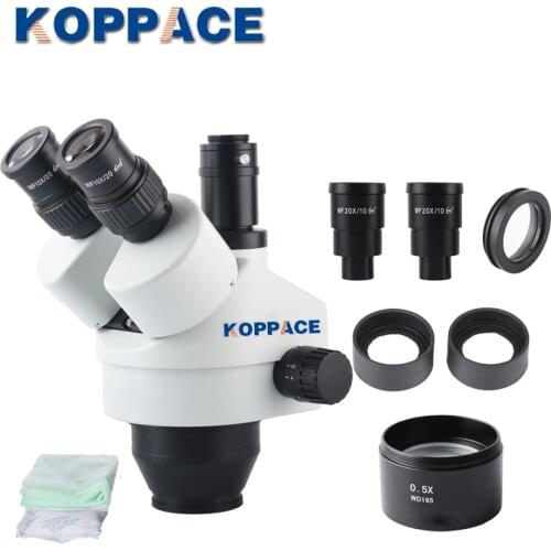 KOPPACE 3.5X-90X Trinocular Stereo Microscope Lens Trinocular Industrial Microscope Lens 1X CTV Adapter Continuous Zoom Lens