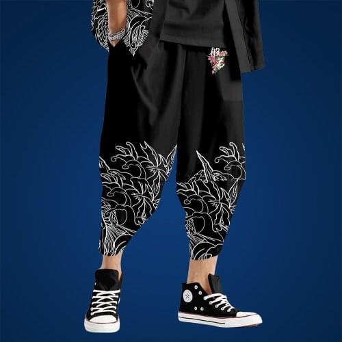 Vintage Black Print Harem Pant Streetwear Harajuku Hip Hip Jogger Pants Sweatpant Trousers Oversize 6XL