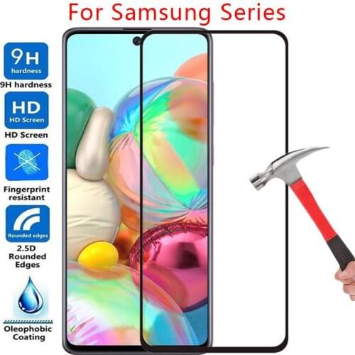 Tempered glass screen protector on for samsung a51 a71 5g a41 a31 a21s a21 a11 a01 a81 a91 a02 a02s a12 a32 case cover coque
