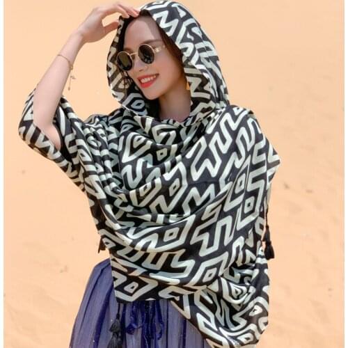 New Designer Geometric Printed Scarves For Women 180x90cm Head Wraps Tassel Large Cotton Feeling Shawl